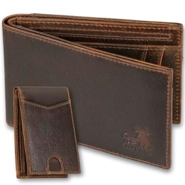 Imagem de BULL GUARD Carteira de couro dobrável Slim Air Tag, Sem AirTag - Wild Mustang Brown, Minimalista