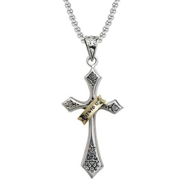 Imagem de Fahonie Colar com cruz de prata esterlina 925 para homens, pingente de cruz de anel de dedo personalizado, joias cristãs religiosas, presentes para homens, Natal, aniversário, Aço inoxidável, Zircônia