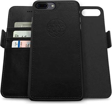 Imagem de Dreem Fibonacci 2-in-1 Wallet Case for Apple iPhone 8 Plus & 7 Plus - Luxury Vegan Leather, Magnetic Detachable Shockproof Phone Case, RFID Card Protection, 2-Way Flip Stand - Black