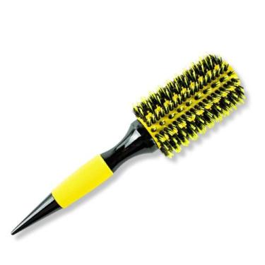 Imagem de Escova Cabelo Redonda Cerda Dupla Profissional Amarela 35Mm - Arte Sed