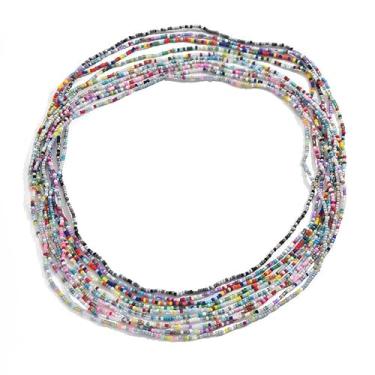 Imagem de Conjunto de correntes de contas de cintura boho coloridas para o verão, corrente de barriga africana, contas elásticas para perda de peso, correntes corporais, joias de biquíni para mulheres