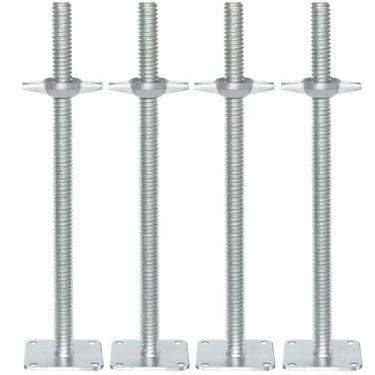 Imagem de Macaco de nivelamento ajustável de 61 cm, macaco de parafuso de haste sólida galvanizado com placa de base para andaimes - pacote com 4