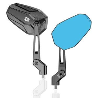 Imagem de VAZESWIN Espelhos de motocicleta impermeáveis de liga de alumínio com parafusos M8 M10, lentes azuis antirreflexo usinadas CNC, espelhos retrovisores dobráveis com vários ângulos ajustáveis para