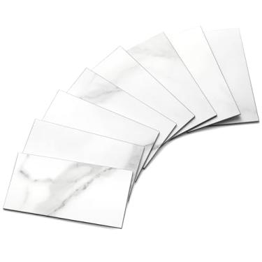 Imagem de Yipscazo Revestimento De Parede Composto Pvc 3D 3 X 6 Polegadas, Removível E Autoadesivo, Para Cozinha, Banheiro, Lavanderia Lareira (Mármore Branco, 160 Peças)
