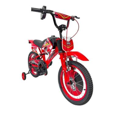 Imagem de Bicicleta Infantil Aro 16 Moto Cross Vermelha Rodinhas Sport
