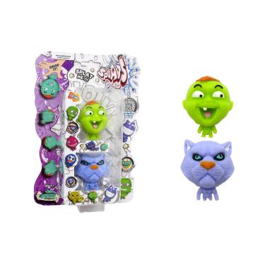 Imagem de 2 Bonecos Bebê Verde Claro e Gato Lilás - Splats Head Mini