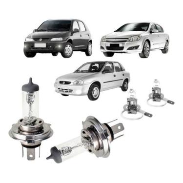 Imagem de Kit lampadas halogena h4/h3 foco simples p/ gm astra/celta/classic/cor