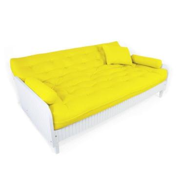 Imagem de Sofá Cama Paris Ripado Branco Acquablock Amarelo Nobre
