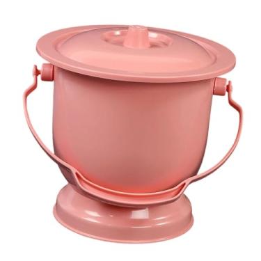 Imagem de predolo Vaso sanitário portátil com alça, mictório para homens, vaso sanitário de viagem, cuspidor, mictório com tampa para mulheres, homens e crianças, Rosa