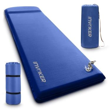 Imagem de INVOKER Almofada de dormir para acampamento de 8 cm, espuma de elasticidade ultra-grossa, autoinflável, isolamento rápido de 4 estações, colchão de ar com travesseiro, para barraca, carro, acampamento