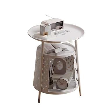 Imagem de Mesa de chá, mesa lateral redonda com casa de gato, condomínio para gatos, móveis internos para gatos, mesa de centro pequena com armazenamento, mesa de cabeceira pequena para sala de estar, mesa de
