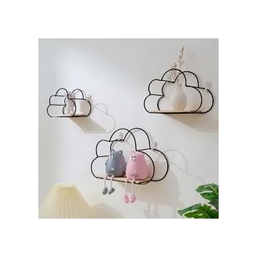 Imagem de XHKDSYMC Pacote com 3 prateleiras flutuantes montadas na parede em forma de nuvem, exibição decorativa de armazenamento (preto)
