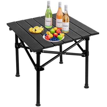 Imagem de DanCoom Mesa de acampamento, mesa dobrável de alumínio portátil para 2 a 4 pessoas com altura ajustável com bolsa de transporte