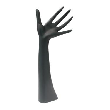Imagem de Colaxi Organizador de joias de mão de manequim, suporte de colar de resina, suporte de anel minimalista, de anel, de joias para mesa, loja de varejo, Preto