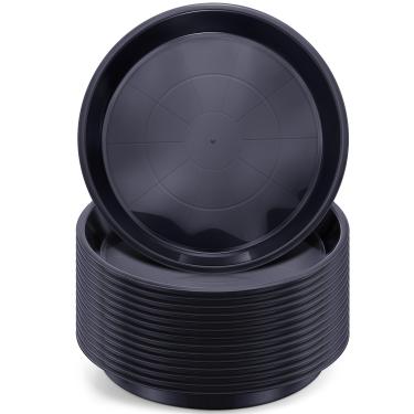 Imagem de Sawysine Pacote com 15 bandejas de gotejamento redondas de plástico para vasos de flores pretas prato grosso de plantas bandeja de água resistente recipiente em vaso de drenagem pesada para jardim