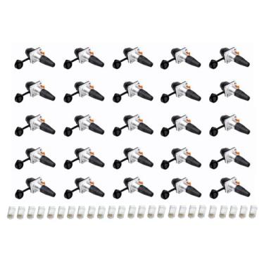Imagem de Kit 25 Conector Ethercon Rj45 Keystone Ip65 Rede Fêmea Duplo Painel de Led Emenda Rack + Plug Rj45 Macho Xlr Net
