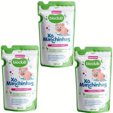 Imagem de Bioclub® Xô Manchinhas Kit 3 Refis 500ml Tira Manchas Roupa Bebê Sem Cloro Para Roupinhas Infantis