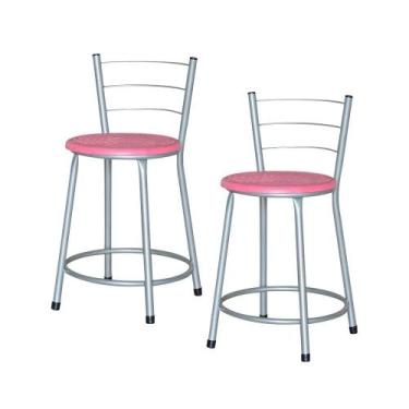 Imagem de Jogo 2 Banqueta Baixa Ratan Cinza Retro - Lamar Design, Rosa