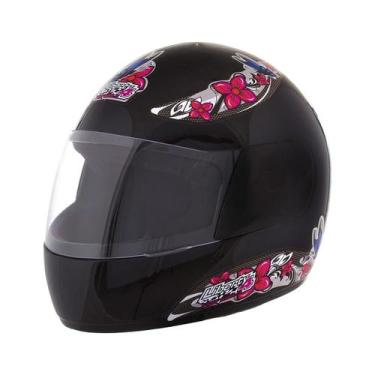 Imagem de Capacete Feminino Preto Tamanho 56 ProTork Viseira Cristal Casco Em AB