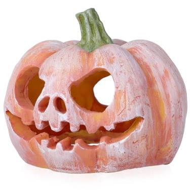 Imagem de Totority Decoração de aquário de abóbora - Ornamento de aquário de resina com caverna de esconderijo, decoração de paisagem subaquática para peixes Betta e pequenos animais aquáticos