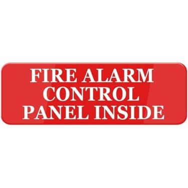 Imagem de Busppoy Placa interna do painel de controle de alarme de incêndio, plástico acrílico vermelho branco com fita dupla face, adesivo, fácil montagem, 40,6 x 10,6 cm