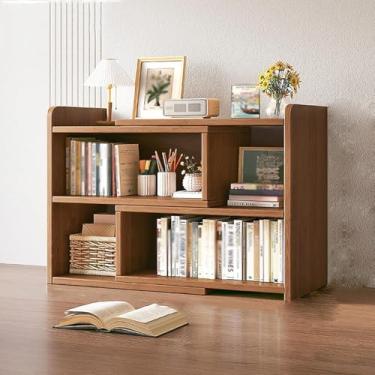 Imagem de Estante Retrátil De Madeira Maciça, Armário De Estante Baixa, Armário De Armazenamento, Rack De Armazenamento De Mesa De Dormitório, Organizador De Prateleir, Walnut, (30-60) x17x56cm
