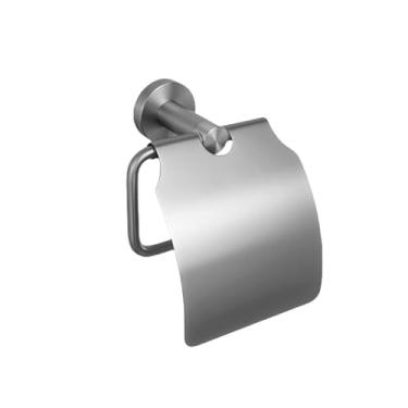 Imagem de Conjunto de acessórios para banheiro cinza, kit de acessórios, suporte de parede redondo de aço inoxidável, barra de mão, suporte para rolo de papel higiênico, gancho para toalha, suporte para papel