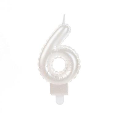 Imagem de Vela Balão Branca Número 6 - Silverfestas - SILVER PLASTIC
