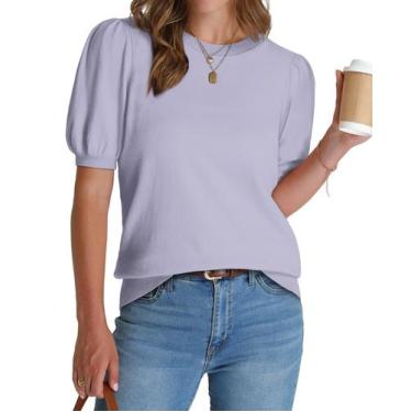 Imagem de Suéter de manga curta WIHOLL para mulheres cinza claro tamanho S