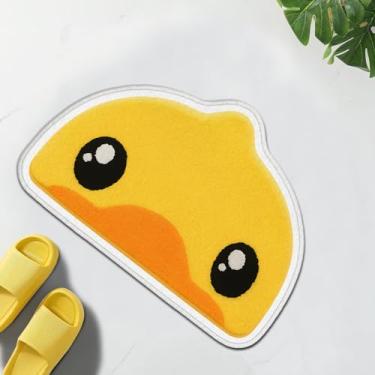 Imagem de TRYYN Tapete de banho com cara de pato, design de desenho animado engraçado, tapete antiderrapante, tapetes macios e absorventes, capachos, decoração para amantes de animais, banheiro, quarto