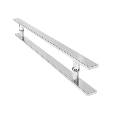 Imagem de Puxador de Porta Retangular Aço Inox Polido 30 cm x 20 cm Entre Furos Para Portas Pivotantes, Madeira, Vidro, Alumínio e Portões Cerrata (30 cm)