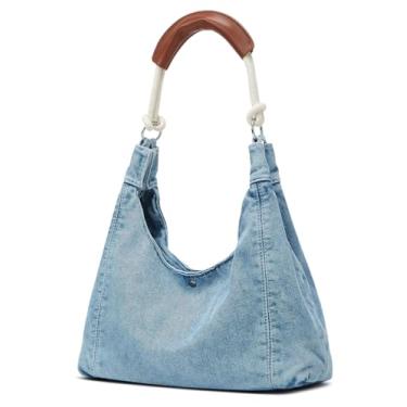 Imagem de Bolsa jeans bolsa jeans grande capacidade bolsas femininas bolsas de ombro macio bolsas femininas 2025, C - Azul claro