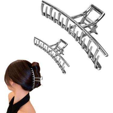 Imagem de Kit 2x Piranha Prendedor De Cabelo Metal Presilha Metal Prata Vintage Luxo Feminina Elegante Mulheres Menina