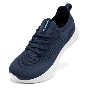 Imagem de HOBIBEAR Tênis de caminhada com bico largo, extra largo, sem cadarço, feminino, masculino, ultraleve, confortável, Azul marino, 12 Wide Women/11 Wide Men