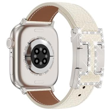 Imagem de CHANCHY Pulseira magnética de couro compatível com Apple Watch Ultra SE séries 10/9/8/7/6/5/4/3/2/1 de 40 mm, 38 mm, 41 mm, 42 mm, 45 mm, 46 mm, 40 mm, 38 mm, 41 mm, 44 mm, 45 mm e 46 mm