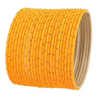 Imagem de Touchstone Conjunto de 24 pulseiras coloridas coloridas coloridas com esmalte dourado exclusivo da coleção de pingentes de Bollywood indiano exclusivo conjunto de 24 para mulheres., Sem pedras preciosas