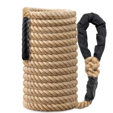 Imagem de Corda de escalada para ginástica – Cordas grossas de juta resistente de 1,5 m, 1,5 polegadas, para adultos, treinamento de força, ao ar livre, árvore, balanço, atividades internas e domésticas