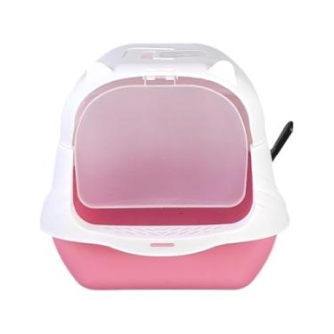 Imagem de Caixa de Areia Fechada Gato Autolimpante Grande Banheiro Pá(Branco/Rosa)