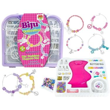 Imagem de Kit Maleta Miçangas Infantil Para Montar Pulseiras Pingente