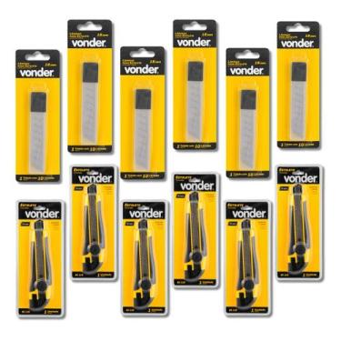 Imagem de Kit 6 Estiletes 18 mm e 6 Lâminas Estilete 18mm Vonder