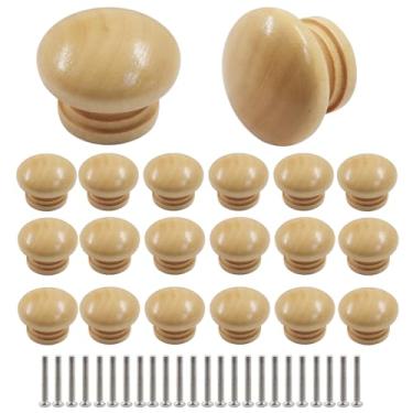 Imagem de Hitefu 20 maçanetas de armário de cogumelos de madeira desaparecidas, puxadores de gaveta de madeira com parafusos para móveis e cômoda (3,3 cm de diâmetro x 2,5 cm)