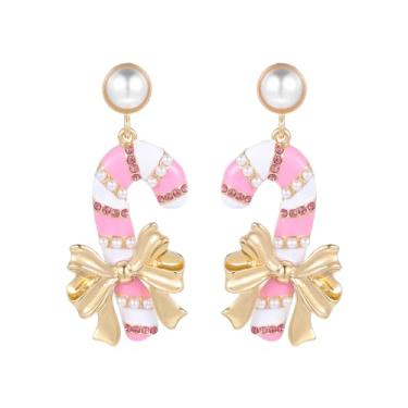 Imagem de Madison Tyler Brincos de Natal para mulheres | Natal laço vermelho Noel Papai Noel urso rosa meias casa quebra-nozes doce gorro suéter homem pão de gengibre expresso brincos martini joias de férias