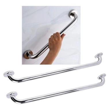 Imagem de Alça Barra Apoio 70cm Inox Kit 2 Uni Acessibilidade Criança Idoso Gest