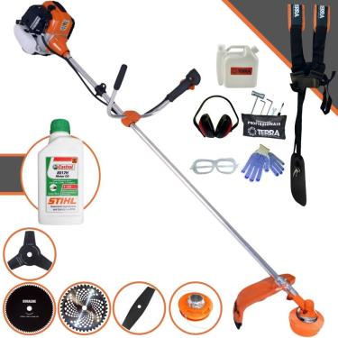 Imagem de Roçadeira Máquina de Corta Grama Terra GR520XP À Gasolina 52cc 2,5HP 6.500rpm Multifuncional Completa Com 5 Opções de Cortes + ÓLEO STIHL 2T + EPI