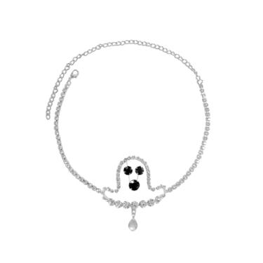 Imagem de Dainty Crystal Ghost BOO Joia de perna para mulheres austríaco strass pavimentado tênis corrente de coxa linda joia para acessórios de fantasia de feriado de Halloween