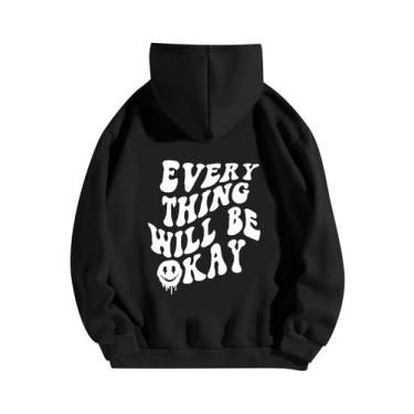 Imagem de Moletom SOLY HUX feminino com capuz estampado de grandes dimensões, pr