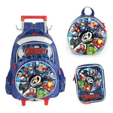 Imagem de Kit Mochila Carrinho E Alça Costas  Avengers Marvel