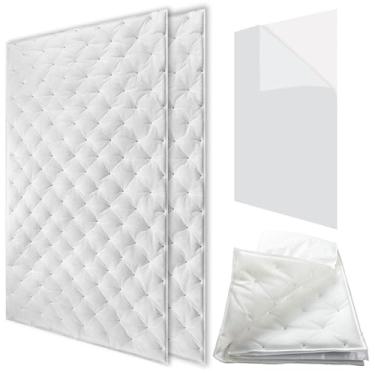 Imagem de TroyStudio Lençol autoadesivo de algodão absorvente de som, 80 x 49,5 x 2 cm, 2 peças, cobertor de espuma de estúdio para gravação, carro, HVAC, painéis de espuma acústica branca, material de