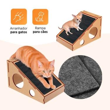 Imagem de Rampa MDF Arranhador para Pet Gato Antiestresse - Deliquadros