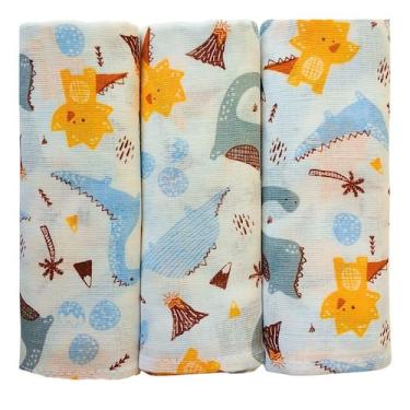 Imagem de Kit 3 Fralda de Pano Ombro Bebê 100 Algodão Enxoval Maternidade - Teci